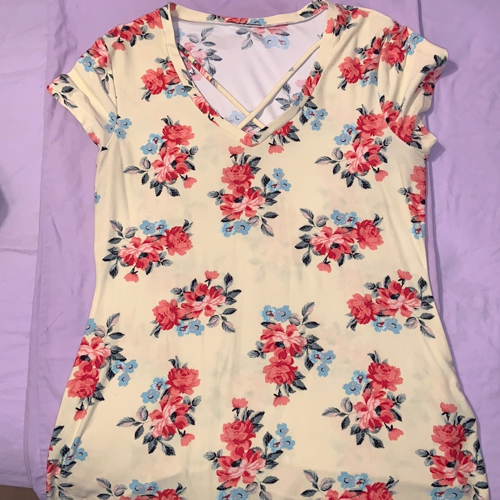 Cute Yellow, Floral Shirt, Not Sure on Brand